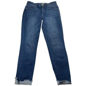 Democracy "Ab"‎ Solution Jeans Women's 8 Blue Denim Cotton Rolled Cuffs Raw Hem